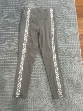 Athleta Slate Gray Leggings with Subtle Logo